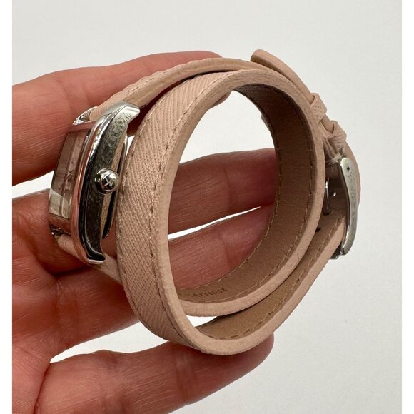 Michael Kors Taylor Watch MK2440 Working Silver Tone Pink Blush Wrap Leather Str - Picture 2 of 5